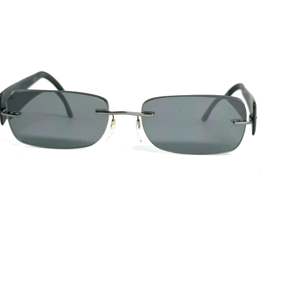 Silhouette Rimless Sunglasses Black Rectangular Frame Made in Austria 24631